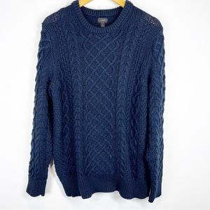 J. Crew Navy Blue Cable Knit Cotton Sweater